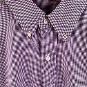 Ralph Lauren Purple Small Check Classic Fit Long‎ Sleeve Shirt Pony 161/2 34-35
